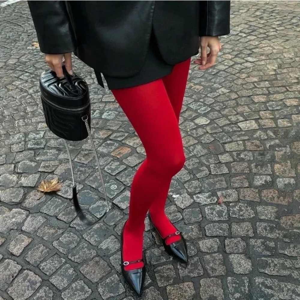 90g - Vintage Red Velvet Semi Thick Women Pantyhose